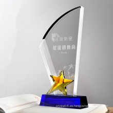 Venta al por mayor barato Crystal Glass Star Trophy Parts for Souvenir